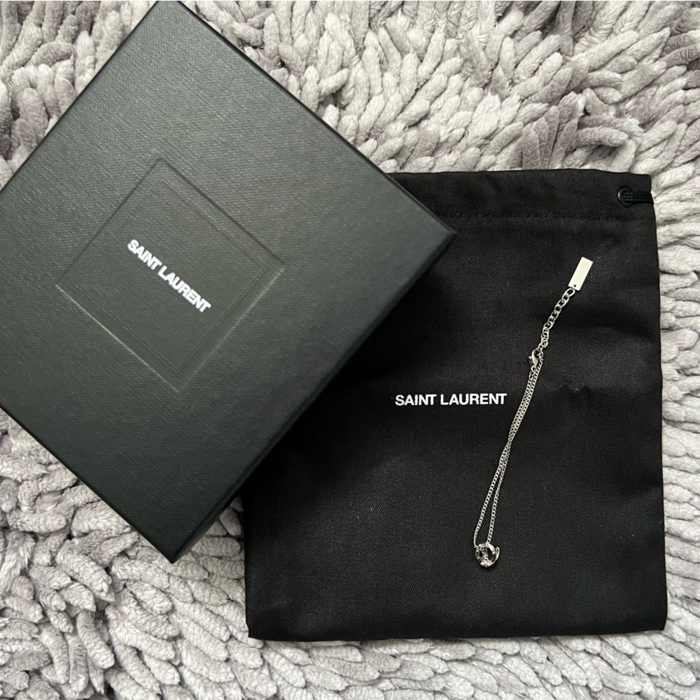 Saint Laurent Opyium Monogram Twist Silver Metal Chain Bracelet